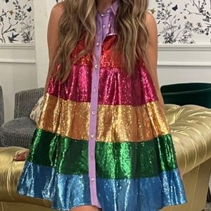 Queen of Sparkles Rainbow tiered dress